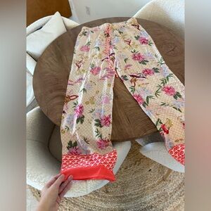 NWOT World Market Floral PJ Pants with Pink and Red Accents